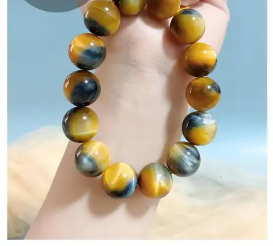 藏纯 闪电猫眼木变石虎睛石手串品位金蓝共生手链男女礼品收藏级梦幻