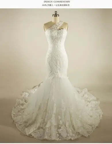 婚纱礼服2017新款新娘结婚单肩鱼尾蕾丝修身显瘦大拖尾婚纱秋冬