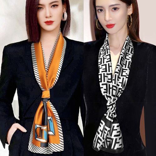 明星同款丝巾女春夏爆款韩版方巾小长条搭配西装围巾法式大牌领巾