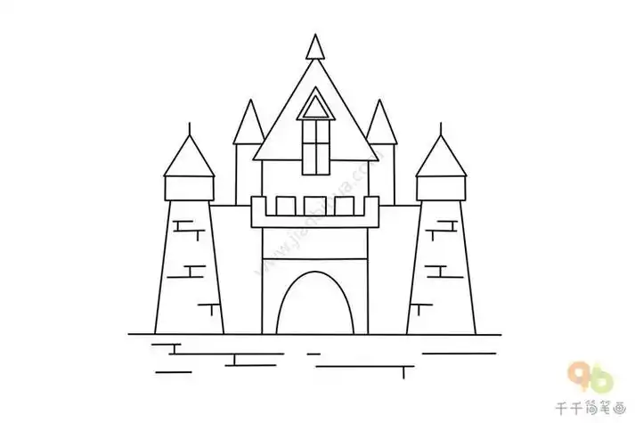 童话卡通魔法城堡涂简笔画castle coloring page_建筑物涂画简笔