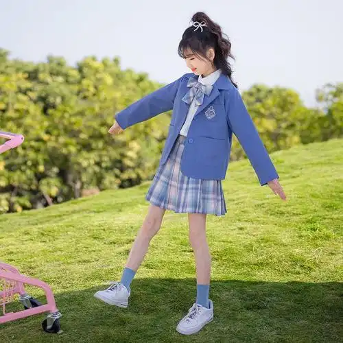 童装女童学院风套装日系儿童洋气jk制服女孩小西装校服两件三件套