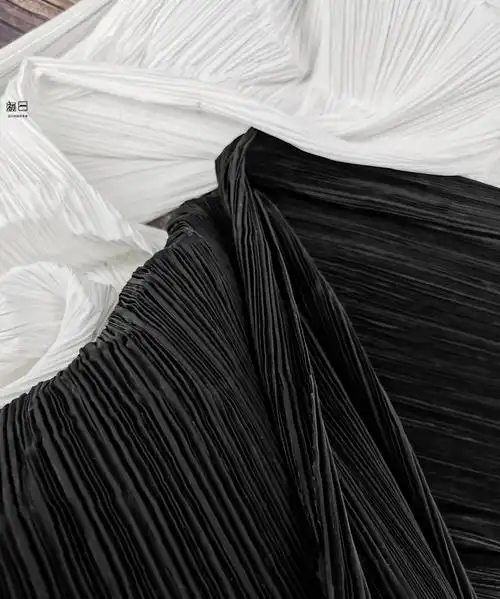 黑白三宅一生压褶/可塑百褶褶皱硬挺创意造型背景婚纱设计师面料