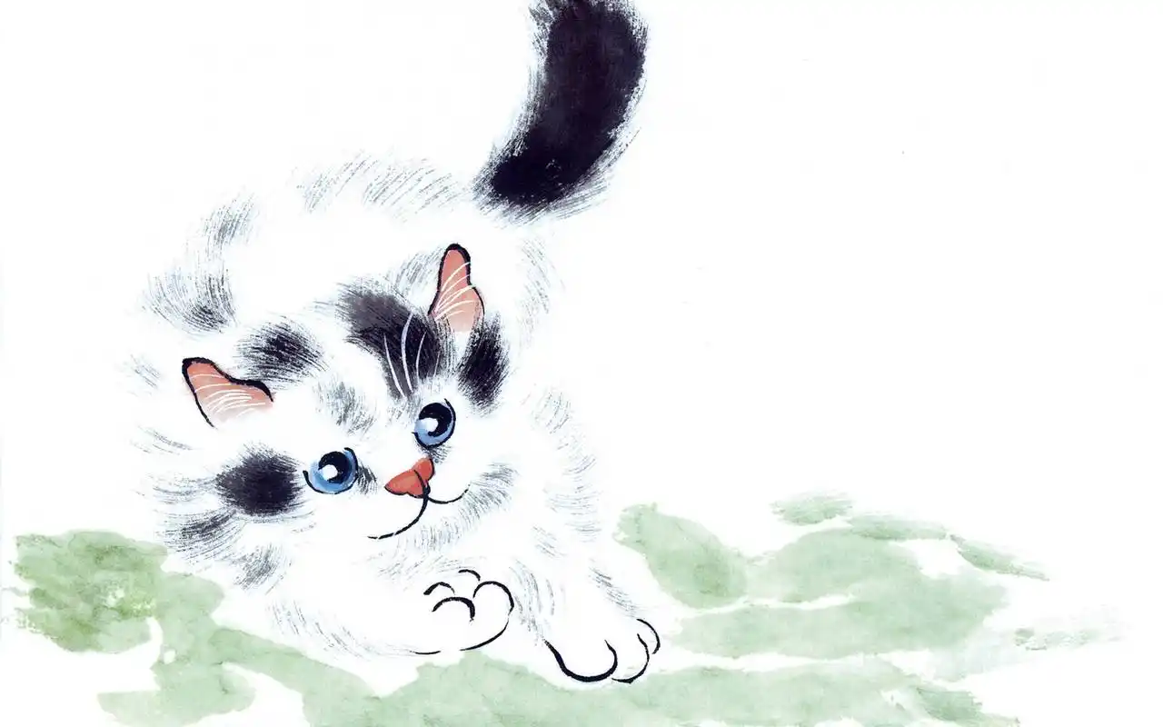 国画猫咪电脑桌面壁纸下载