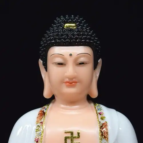 家居汉白玉家用释迦牟尼药师阿弥陀佛佛祖佛像供奉摆件摆件