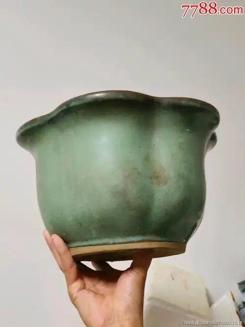 创汇期绿釉老花盆_价格280元_第1张