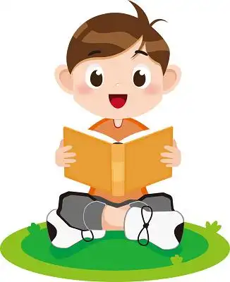 卡通男孩看书原创矢量插画素材