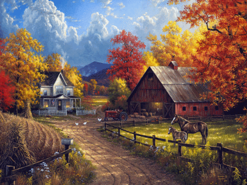 风景画房子马村庄农场钻石画欧式风格diy手工艺点钻画十字绣批发