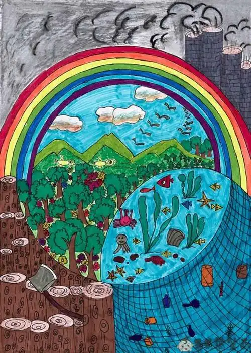 绿色环保画环保主题儿童画