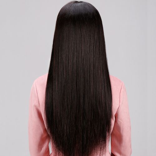 真发假发套女生黑长直发自然韩全头套式真人发丝时尚中分中长发型