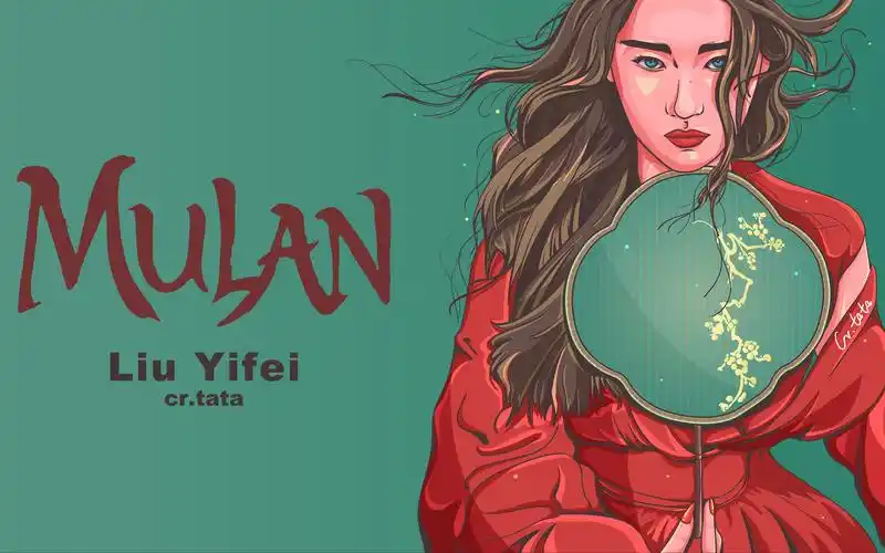 花木兰刘亦菲矢量手绘插画