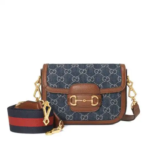 【包税】gucci/古驰 2021春夏新款 horsebit 1955系列 女士迷你蓝色