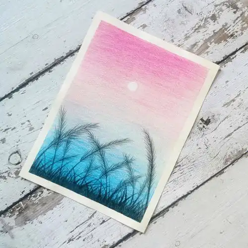 简单易学的彩铅风景画,一学就会了吧～#画画  #彩铅  #简笔画  #零