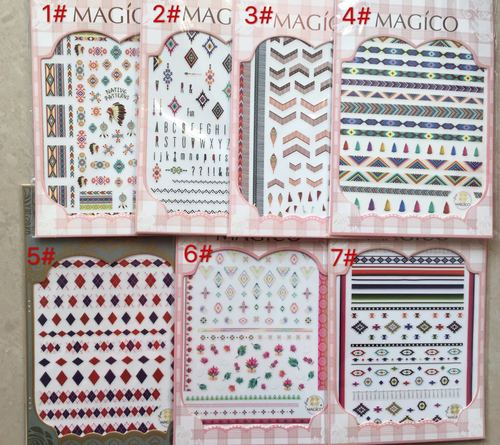 茉纪品牌原创贴画 印第安风情民族纹样流苏格子条纹 带背胶贴纸