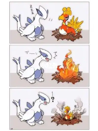 精灵宝可梦  #洛奇亚  #凤王瞧瞧,这凤王咋突然变小了?