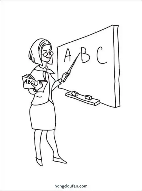 9张站在讲台上的老师儿童卡通简笔画