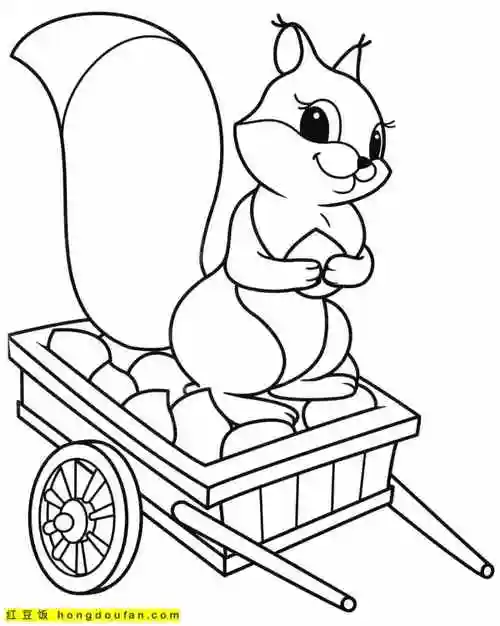 11张爱吃松果坚果的可爱小松鼠森林涂色简笔画