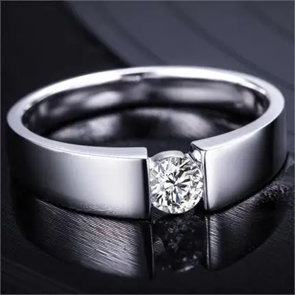 【风尚】 白18k金钻石男士戒指