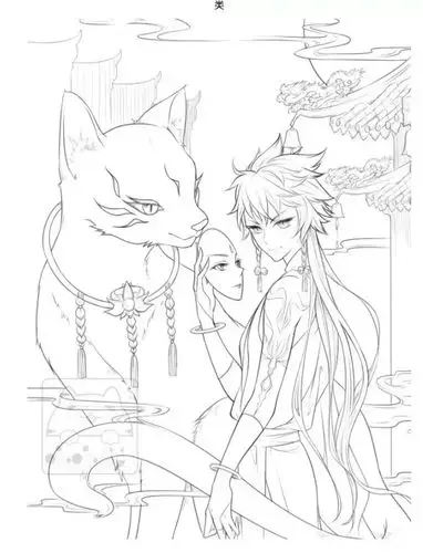 妖艳货色一组山海经古风线稿