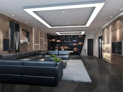 老板办公室真皮沙发装修效果图片