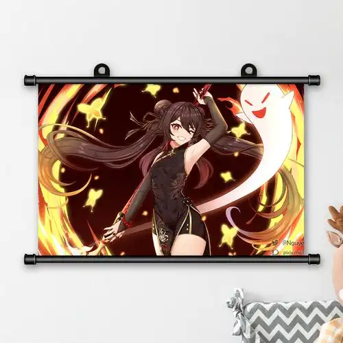 二次元挂画污 原神胡桃海报游戏动漫周边装饰卧寝室壁纸画可爱女定制