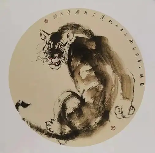 云端寻虎水墨开天彭开天画展在303观光厅温暖开幕