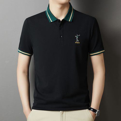 男士短袖夏装t恤polo衫精品丝光珠地棉夏季休闲男生短袖t恤刺绣靓