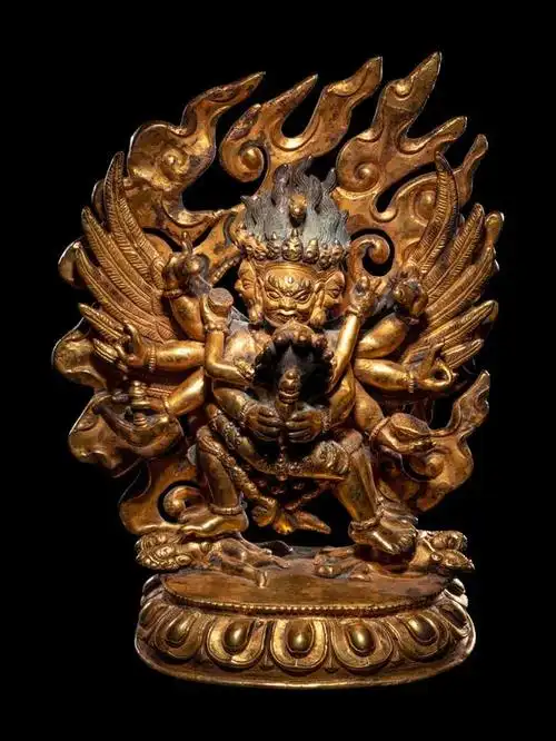 清中期铜鎏金马头明王