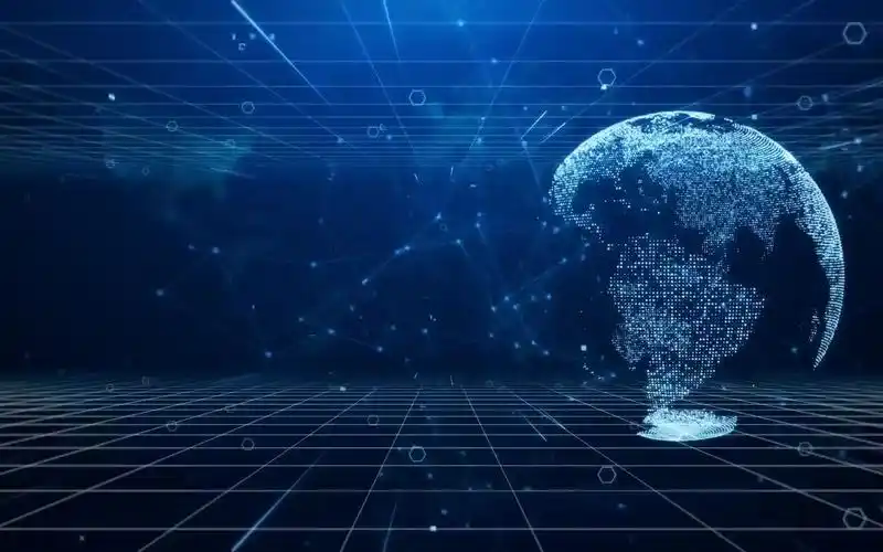 k2306 4k分辨率炫酷plexus蓝色高科技感点线粒子相连地球连线动态视频