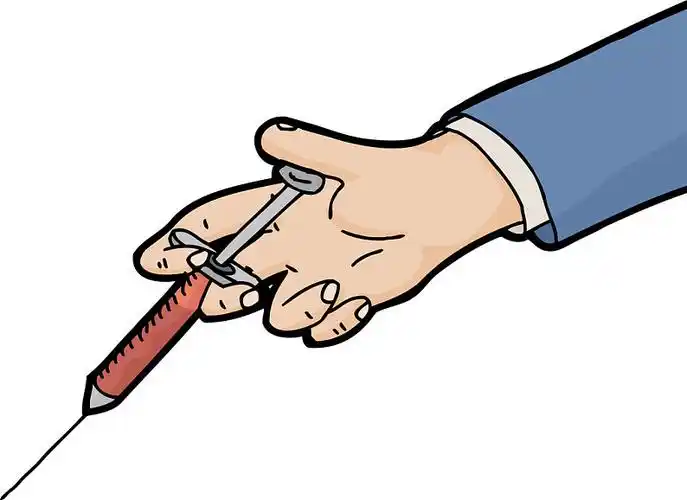 握着_注射器_隔绝_卡通_手_皮下注射针头_高清图片_全景视觉