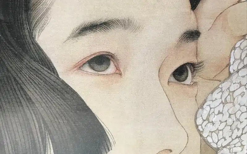 [国画工笔人物] 何家英>图局部五官塑造分染步骤教程初步