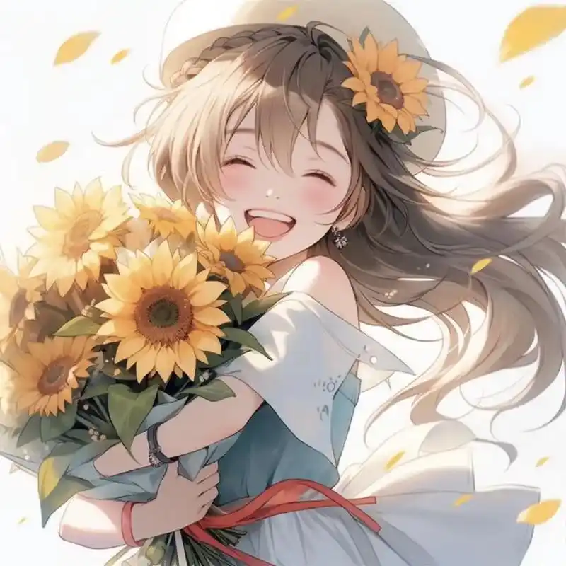 超治愈的向日葵女孩.咒语分享:a cartoon girl. - 抖音