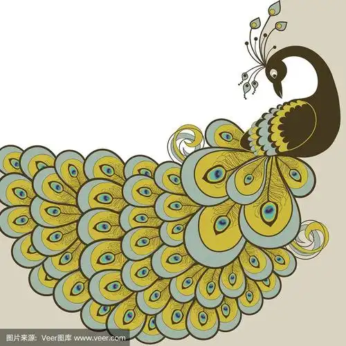 孔雀,贺卡,孔雀羽毛,绘画插图,褐色