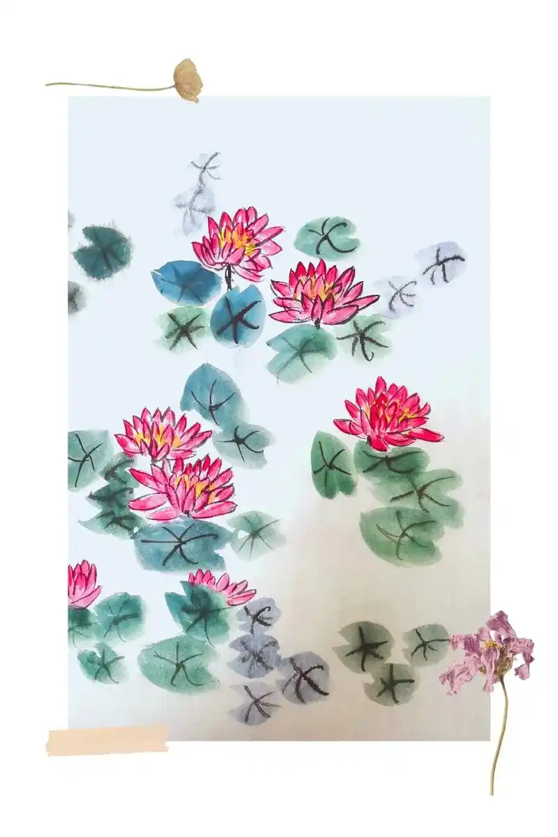 水墨写意睡莲 #一起学画画 #国画写意牡丹 #给生活多一点 - 抖音