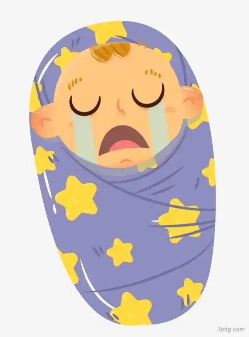 婴儿哭泣表情紫色包袱可爱卡通婴