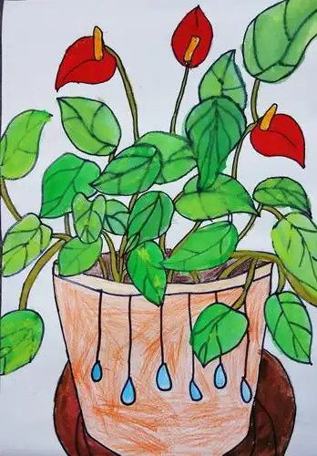 少儿书画作品-我喜欢的植物/儿童书画作品我喜欢的植物欣赏_中国少儿