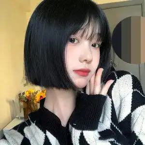 假发短女发自然波波头发型仿真短直发初恋圆脸学生全头套式假发套