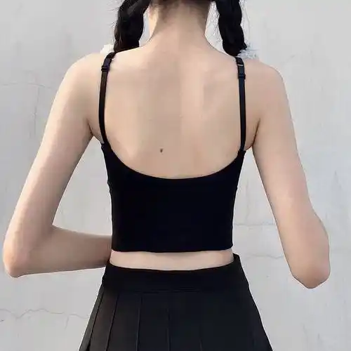 款女士打底掉带女生内搭小背心女式辣妹吊带衫白色可拆卸胸垫1对均码