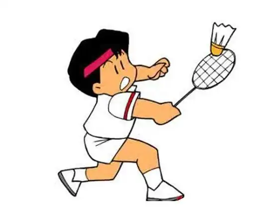 打羽毛球的彩色卡通人物简笔画