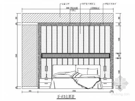 [重庆]简洁现代风格两居室样板房装修图(含效果)卧室立面图