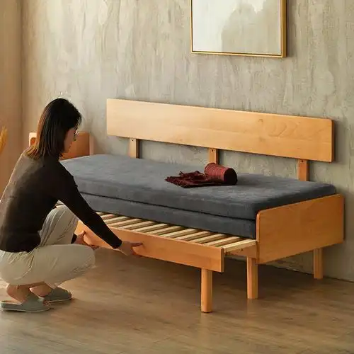 实木沙发床客厅多功能两用折叠抽拉式伸缩推拉床小户型单人沙发床