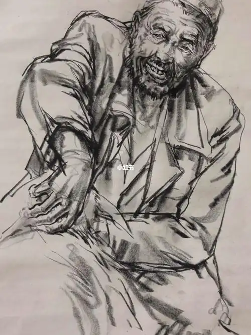 老人半身速写#美术生  #速写人物  #速写打卡