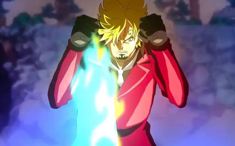 海贼王第1061话解说:山治觉醒魔神风脚,蓝色火焰秒杀奎因!