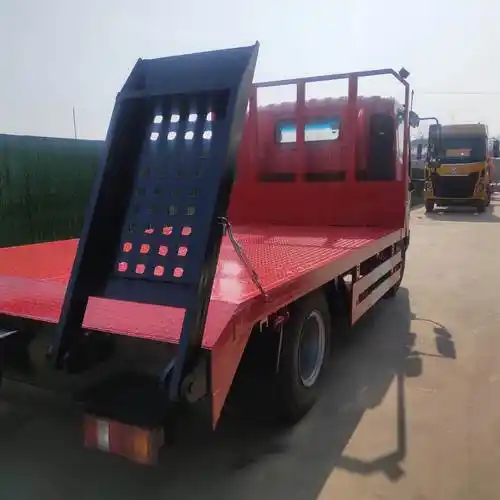 重汽豪曼蓝牌平板运输车4米2挖机拖板车潍柴160马力