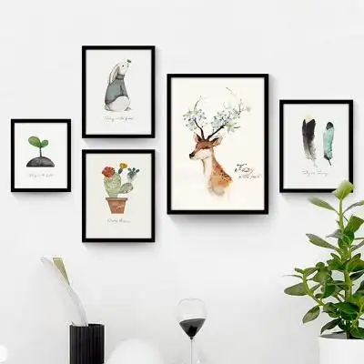 北欧装饰画客厅简约现代组合小清新挂画玄关挂墙画卧室壁画有框画