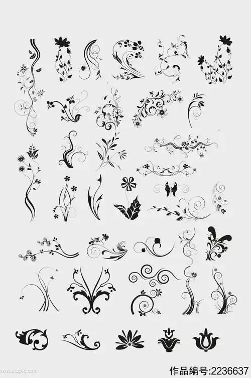 中式矢量花草花纹花边