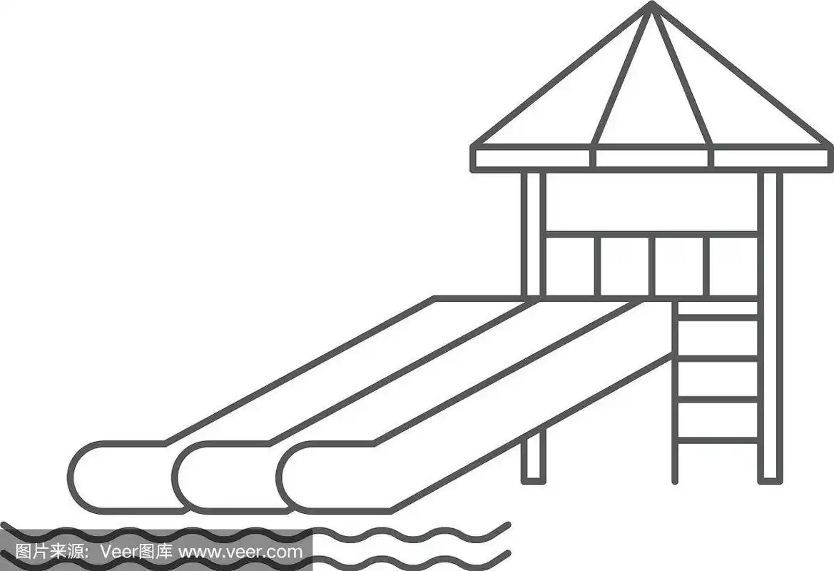 水上乐园滑梯图标符号孤立在白色