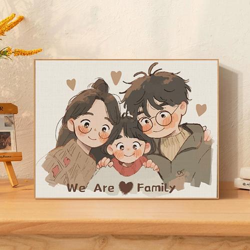 数字油画diy填色画画全家福一家三四口新年手工丙烯填充手绘2024