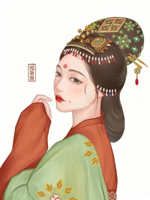 唐朝少女古风女生手绘42附线稿