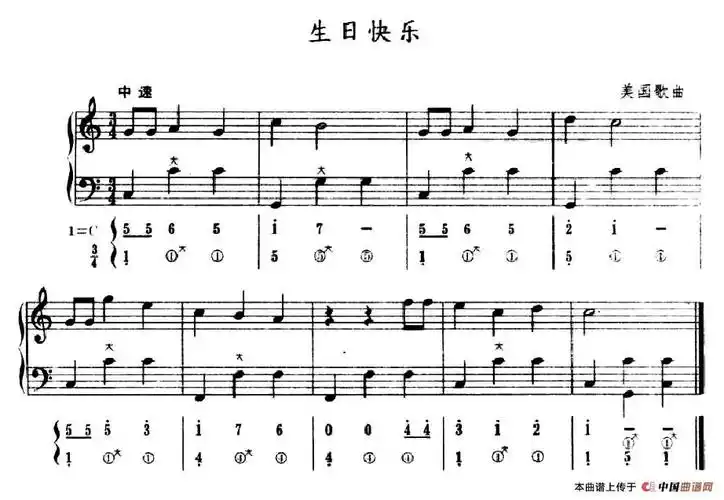 生日快乐 - 手风琴谱 - 歌谱简谱大全