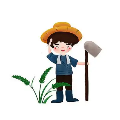 手持锄头的农民插画 psd